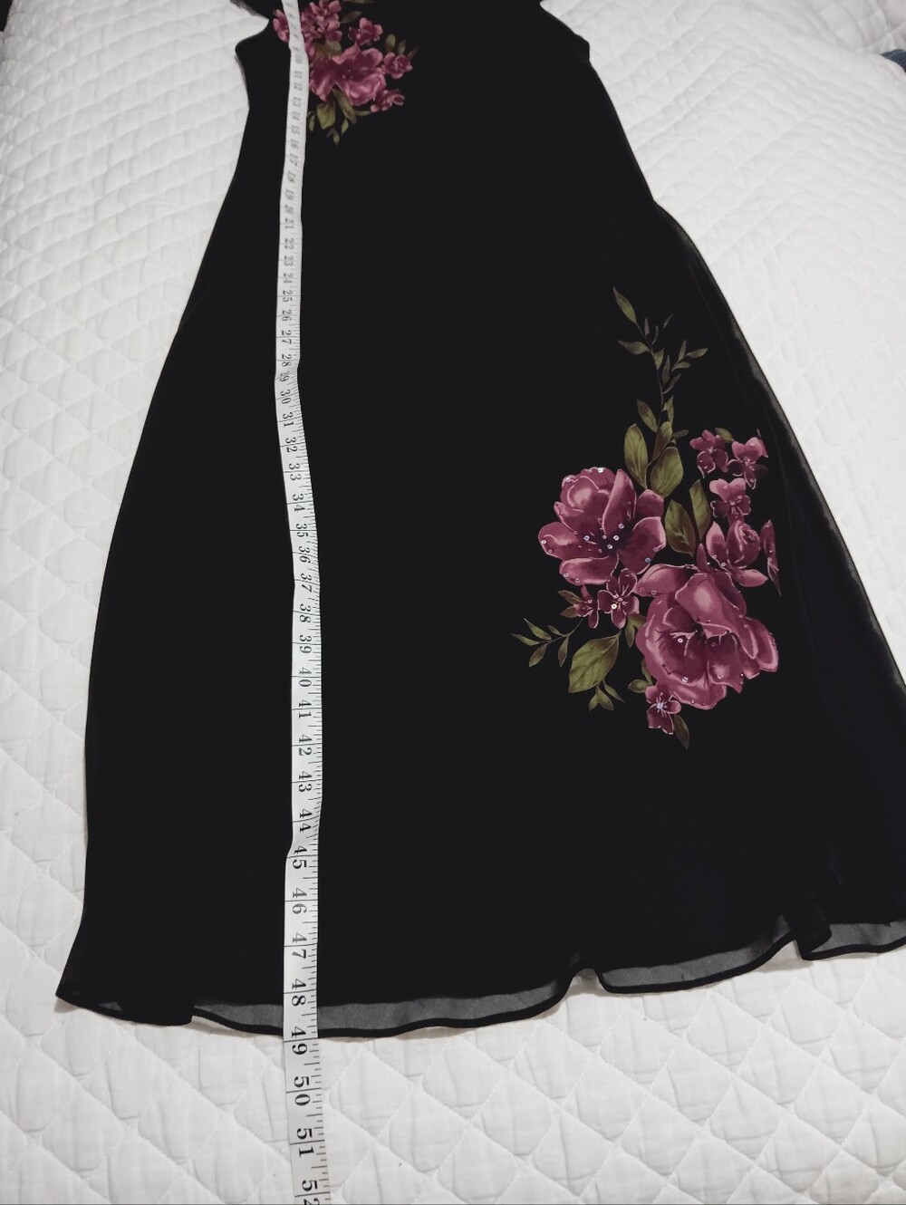 Dressbarn  Black Floral Sequin Shiffon Midi Dress with Cowl Back Size 16w - Picture 8 of 11